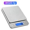 500g/0,01g Bærbar smykkevekt 3kg/0,1g Digital skjermvekt Baking Elektronisk vekt Personlig bordvekt Kjøkkenmatvekt