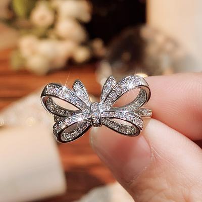 Bagues en forme de nœud pour femmes, nouveauté 2022, entièrement éblouissantes, en zircon cubique, accessoires de luxe pour doigts féminins, bagues de fiançailles, bijoux de mariage