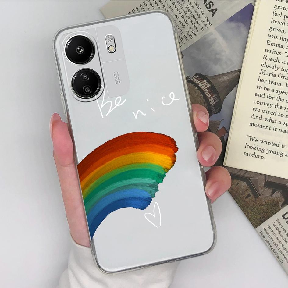 For Xiaomi Redmi A3 Note 12S K70 Pro K60 Ultra 13C Note 13 Pro 4G 5G Phone Cases Cover Pretty Rainbow Silicone Soft TPU Transparent Housing For Redmi