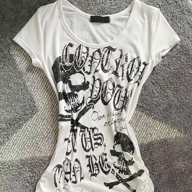 

Топ с принтом черепа в винтажном панк-рок стиле с завышенной талией S (Recommended under 85 jin)