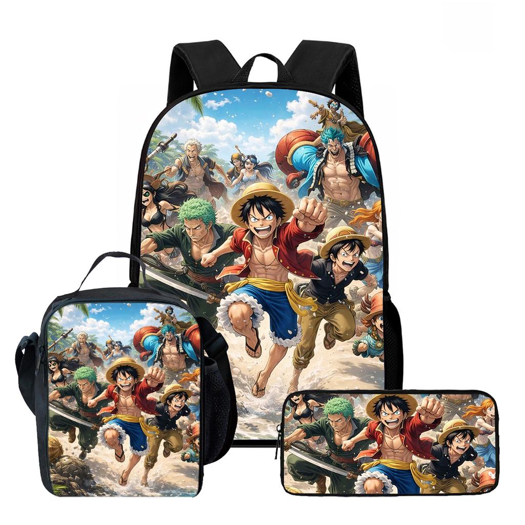 15 Inch One Piece 3-in-1 Backpack Set Unisex for Boys and Girls Age 6-10, Light Weight School Kit with Lunch Bag & Pencil Case