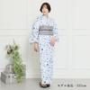 Kyoto Kimono Yuzen Women's Yukata Set with Obi, 2-Piece Set, Floral Print, Summer Kimono, Cotton Red Plum Blossoms (Gray)