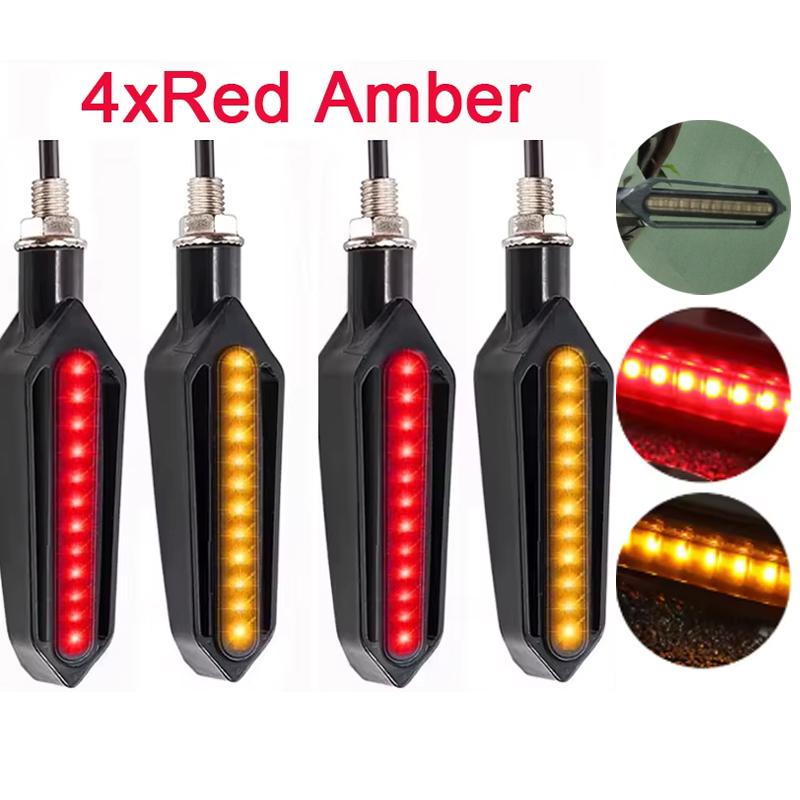 Universal Motorcycle Turn Signals LED Light 12V 10mm Flowing Water 24LED Blinker Light with Built-in Relay Flashing Indicator