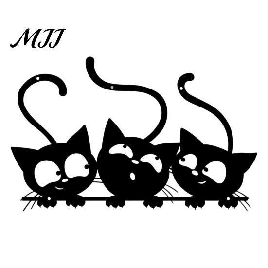 Bedroom Wall Hanging Art Metal Black Cat Art, Cartoon Kitten Silhouette Decoration, Decorative Iron Sign Sculpture for Lovers, Minimalist Room Living