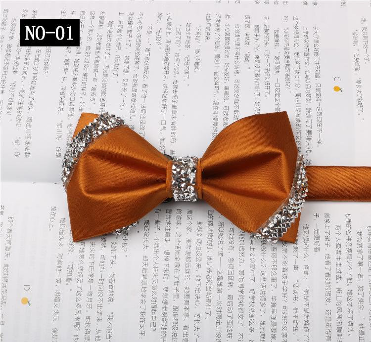 Sticky Diamond Bow Tie Men'S Solid Burgundy Wedding Groom Banquet Host Satin Bow Bow
