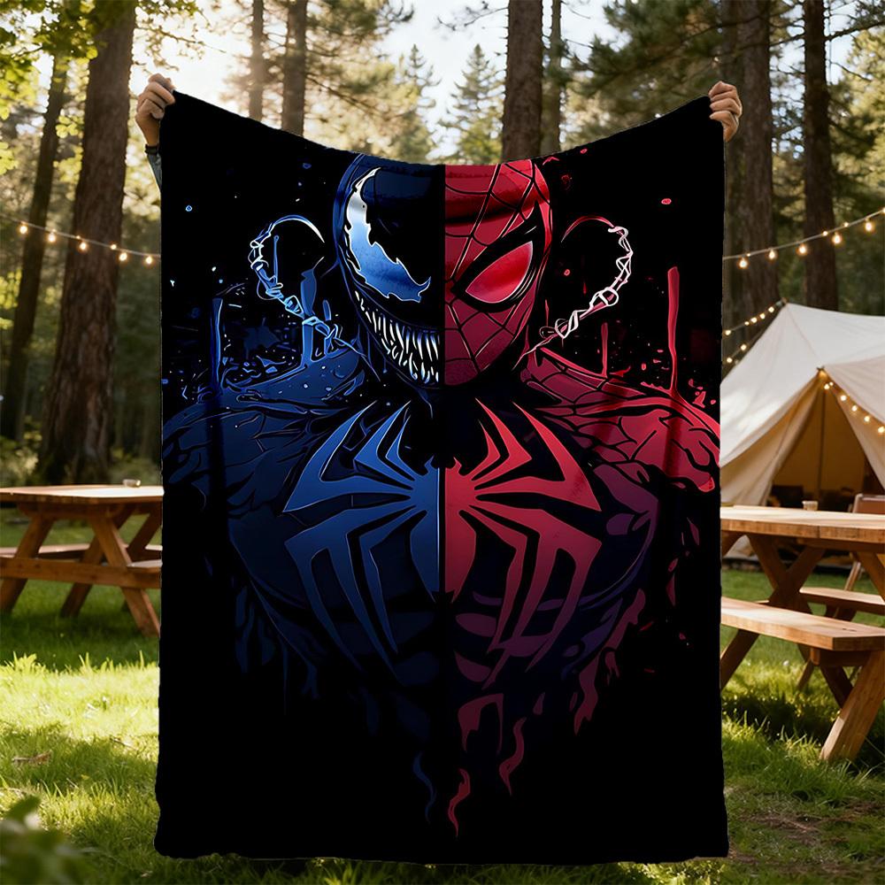 1pc Venom Spider-Man Outdoor Blanket Lightweight Flannel, Soft & Warm, All-Season Use for Sofa, Outdoor, Camping, Living Room, Office076