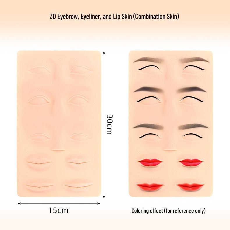 Semi-Permanent Microblading Practice Skin: Soft Silicone Eyebrow, Eye, and Lip Simulation for Beginners; Eyeliner Won't Smudge