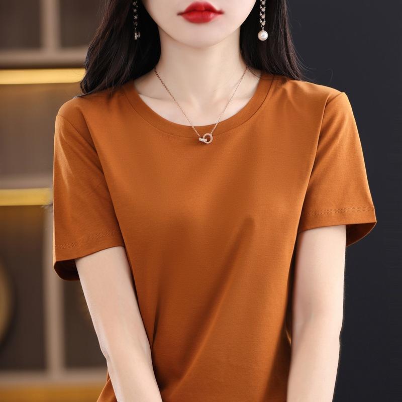 YYFS Damenmode, lässig, Sommer, Frühling, einfarbig, bedruckt, kurzärmelig, O-Ausschnitt, Blusen und Hemden