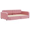 Extendable Daybed with Drawers Pink 100x200 Cm Velvet