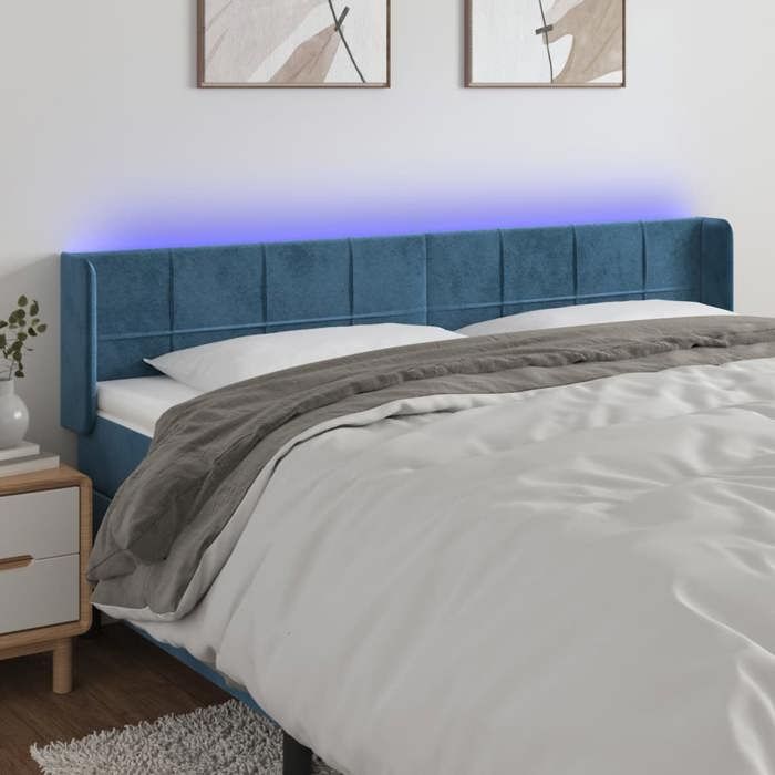 VidaXL LED Headboard Bedroom Furniture Double Bed Accessory Head of Bed Frame Interior Dark Blue 3123306