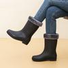 Fashionable Women's Mid Calf Rain Boots Fleece Lined Anti-Slip Half Boots Adult Rain Shoes Wholesale