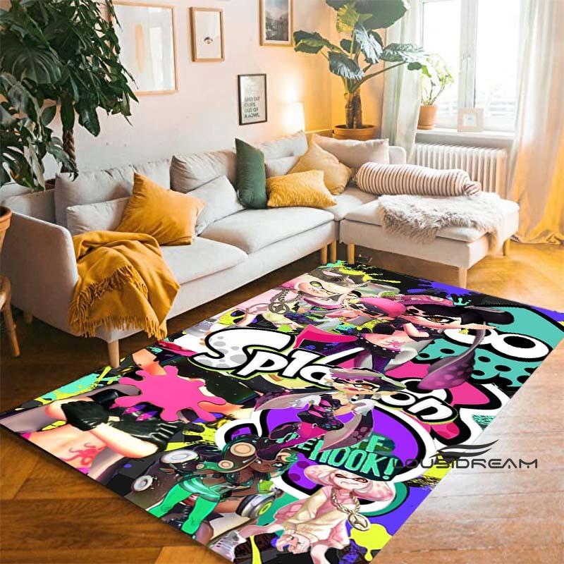 Cartoon Anti-Slip Mat for Kids, PC Gamer, 3D Gaming, Splatoon Rug, Home Carpet, Living Room, Bedroom, Sofa, Doormat, Area Decor1