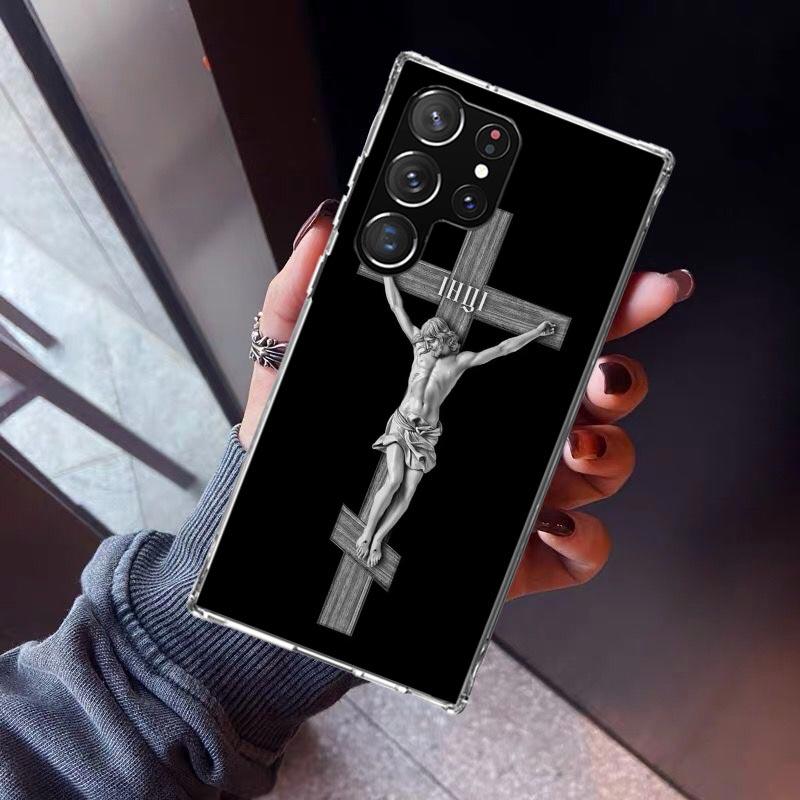 Christian Cross Design Phone Case For Samsung Galaxy S26 S25 Edge S24 S23 Ultra S22 Plus S21 S20 FE Soft TPU Back Cover Funda Ga