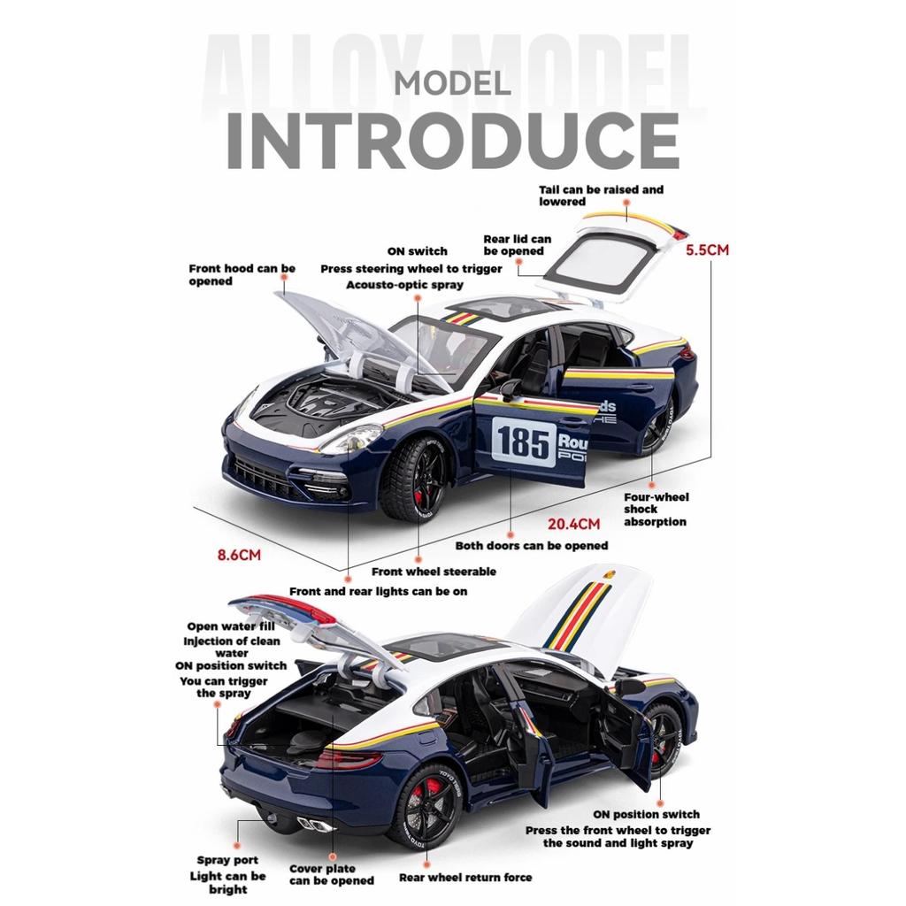 Spray 1/24 Porsche Panamera Track Edition Super Sport Car Alloy Metal Diecast Model Car with Light Pull Back Holiday Gift Friend