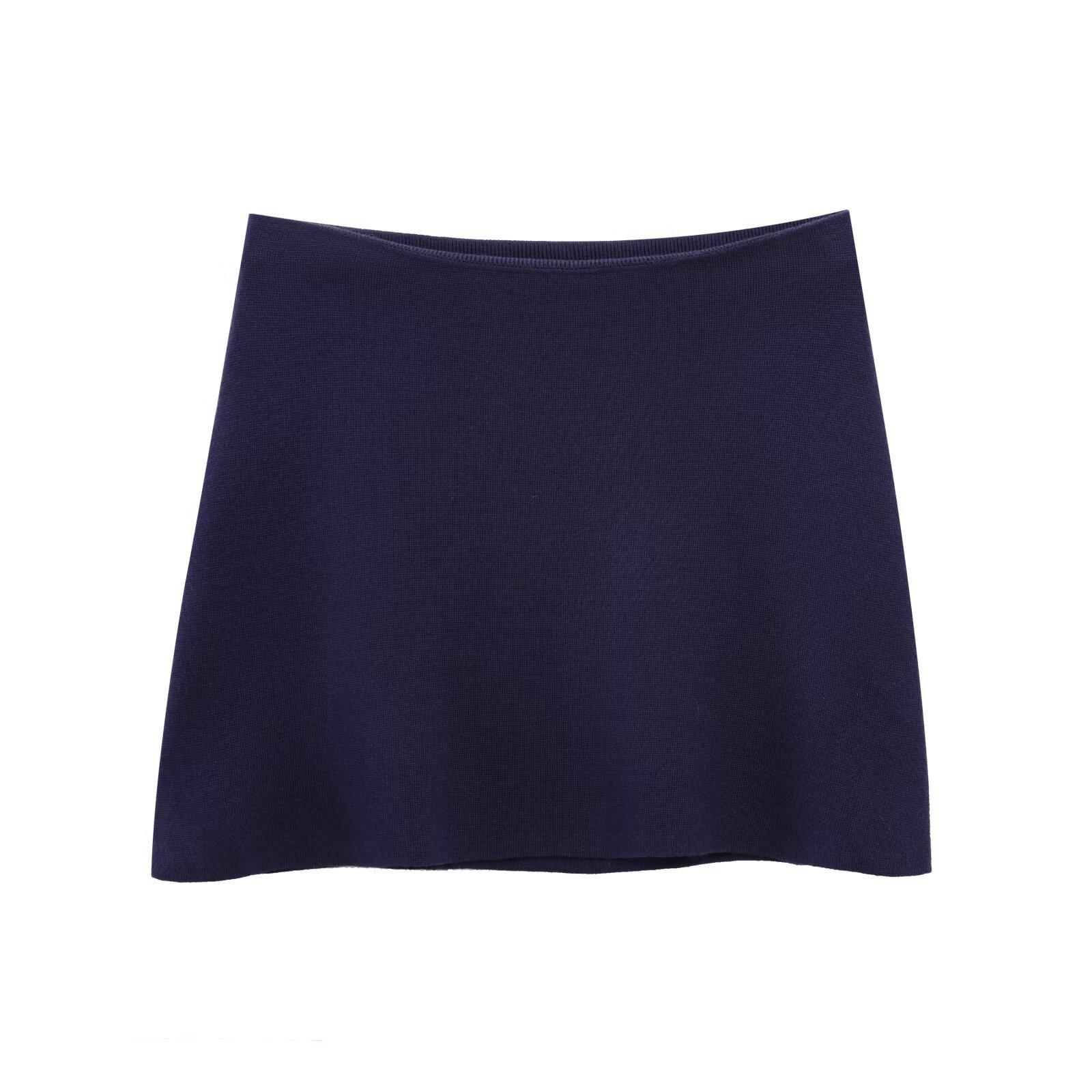 

Весна 2025 Женский вязаный свитер с круглым вырезом и цветочным принтом на пуговицах и юбка миди Large морской синий