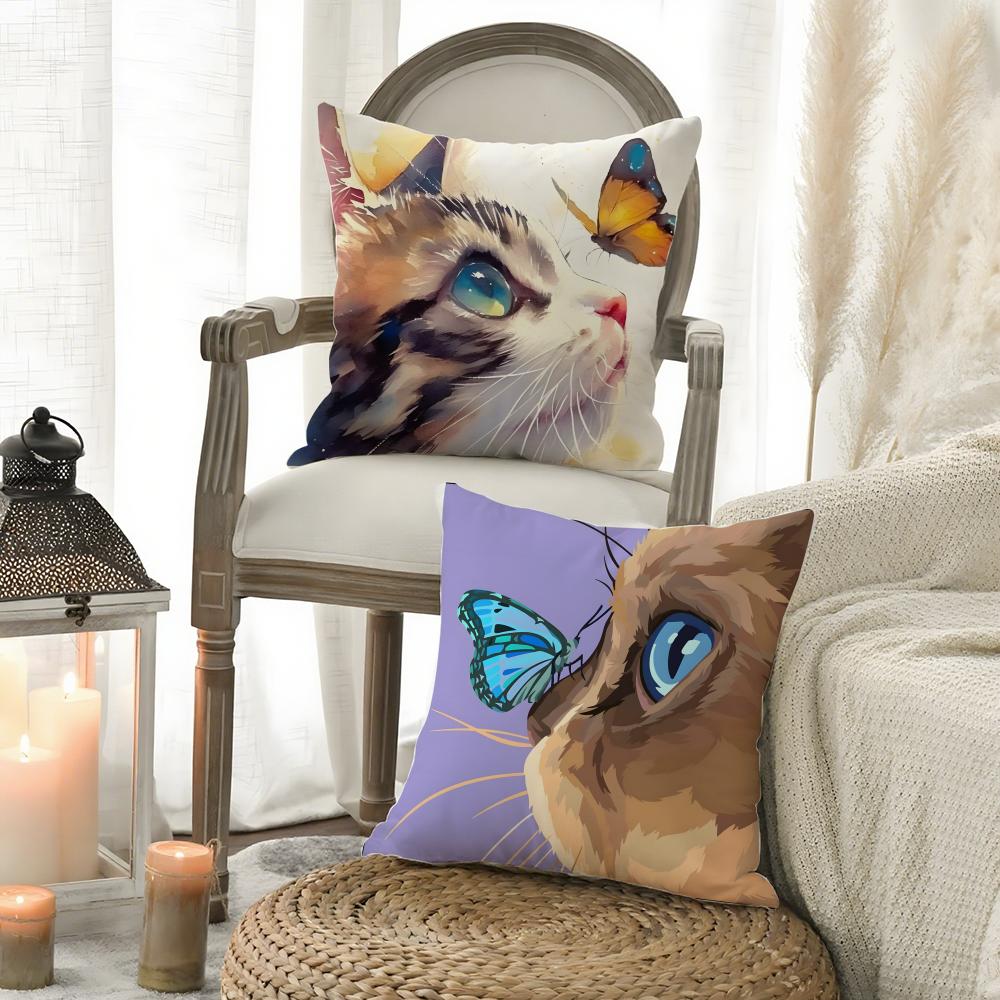 Cute Funny Cats In Internet Pillow Case Pattern Printed Pillowcase for Living Room Sofa Cushion Cover & Bedroom Decor