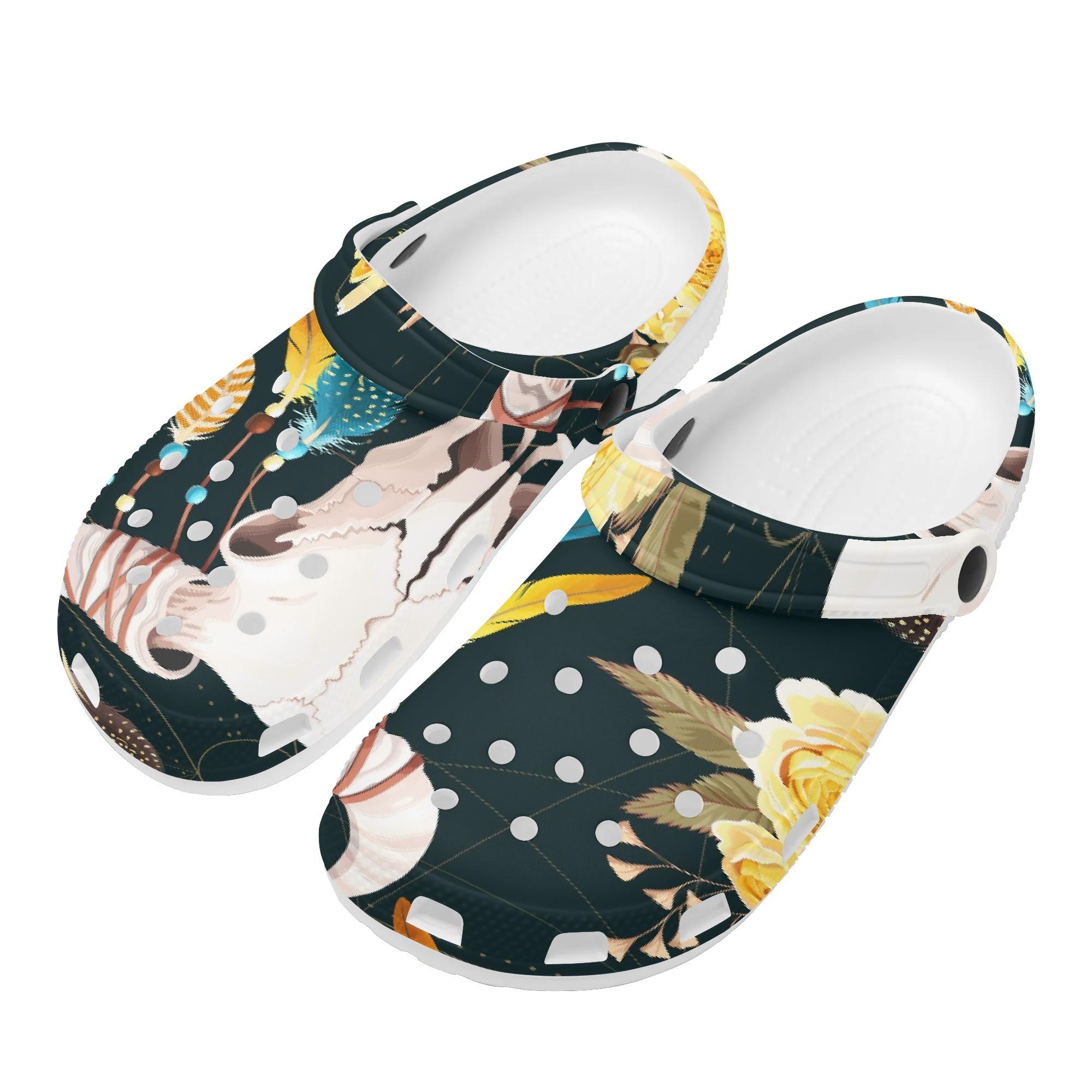 Unisex Cartoon Printed EVA Clogs Easy Clean Lightweight Slip On Casual Shoes Flexible Soft Sole Summer Sandals Easy Daily Wear 36 белый