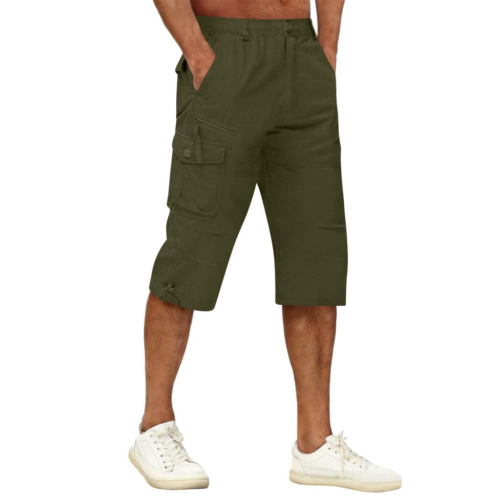Pantaloni Capri da Uomo a Vestibilità Larga con Tasche Multiple Pantaloni Sette Ottavi Leggeri per Uso Esterno e Quotidiano
