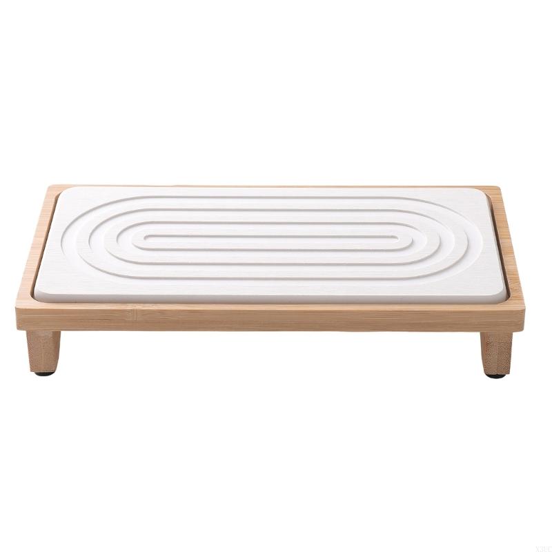 Natural Bamboos Counter Mat Absorbent Drip Dry Tray for Bathroom Kitchen X3UC