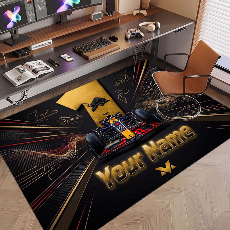 Tappeto Personalizzato Modello Max Verstappen Stampa Nome Testo Morbido Antiscivolo Tappeto per Pavimento per Decorazione Interna Casa