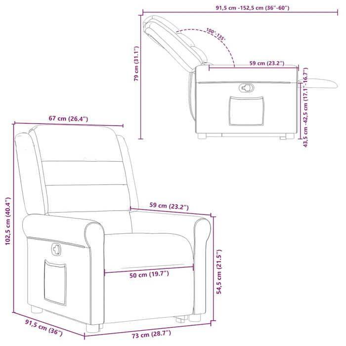 VidaXL Fauteuil inclinable Gris foncé Tissu 3303315