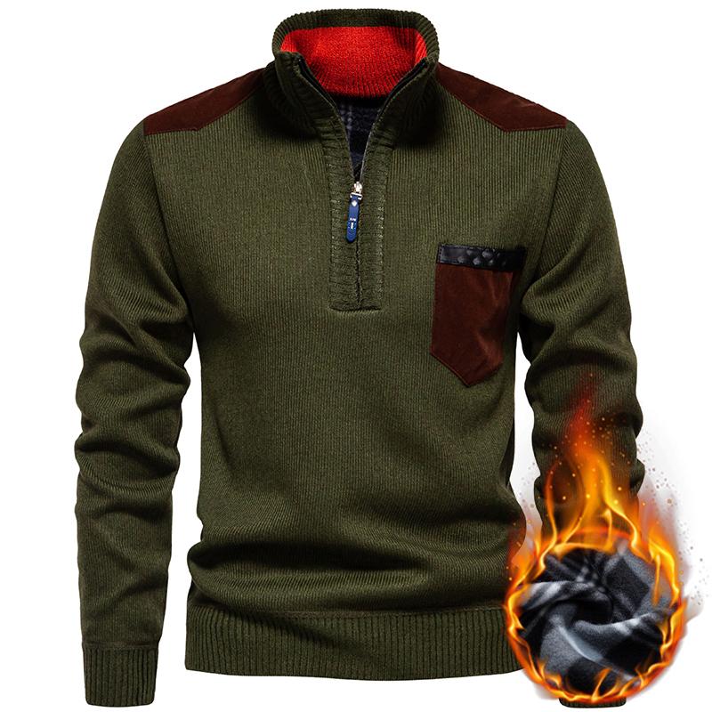 2025 Men Autumn Winter Warm High Neck Sweater Korean Casual Pullover Solid Color Slim Fit Jacket Men Knitted Hig-hquality Fashion Top