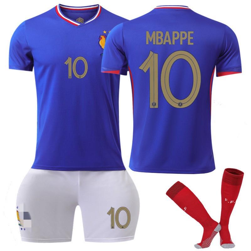 Mens Cycling Jerseys French Team Home Mbappe 10 Football Shirt Set Sports