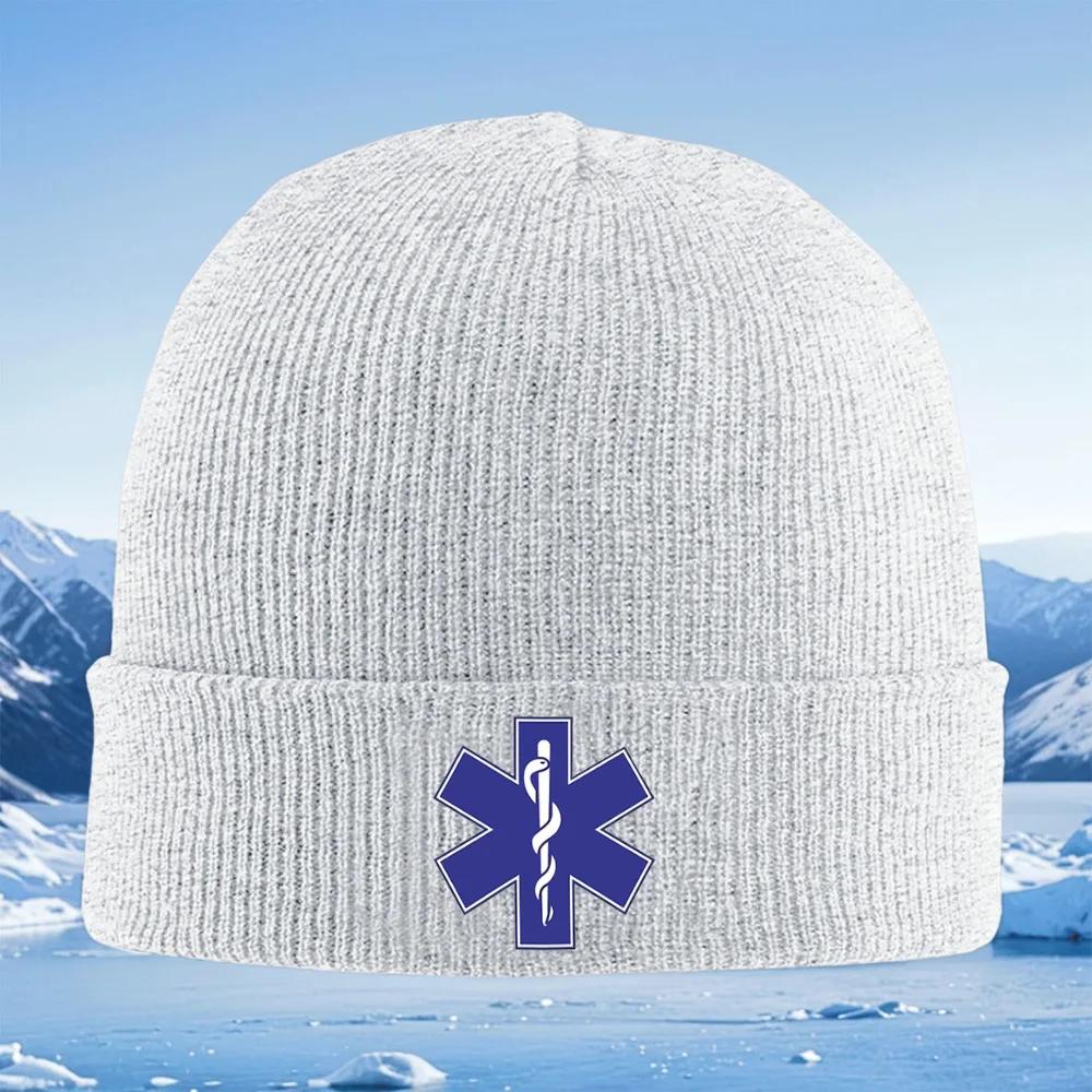 Medical symbolstaffand snake Unisex Women Unisex Knitted Hat Beanie Pullover Cap Winter Thermal Warm Christmas Outdoor Cycl