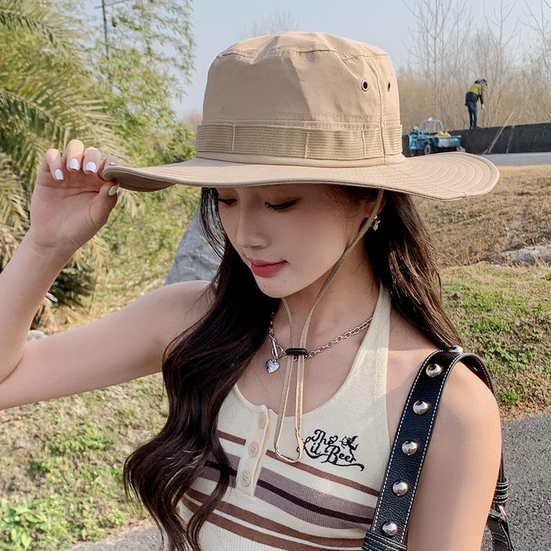 9232 Summer breathable bucket hat big eaves sun hat spring and autumn outdoor mountaineering fishing sun hat female tide