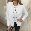 Women's Loose Comfortable Casual And Fashionable Round Neck Button Long Sleeved Stripe Jacket