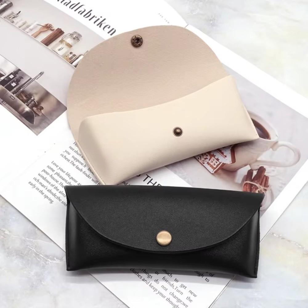 Colored Buckle Glasses Box PU Leather Solid Color Glasses Pouch Bag Accessories Pressure Resistant Reading Glasses Holder Box