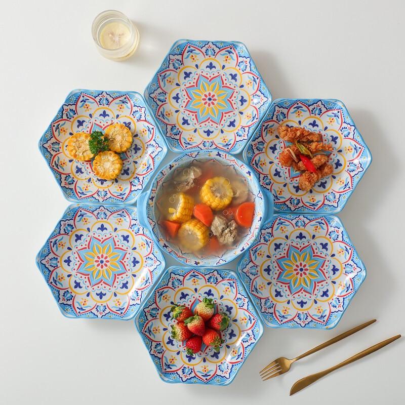 Qianhua Zhike 19-Piece Ceramic Floral Dinnerware Set