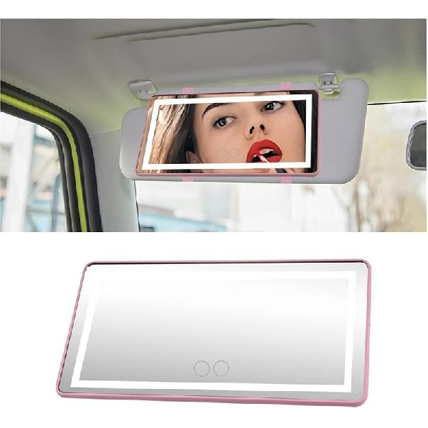LED Car Sun Visor Vanity Mirror, Dimmable Rechargeable Vehicle Touch Screen Cosmetic Mirror With 3 Light Modes & 60LEDs, Auto Interior Rear View