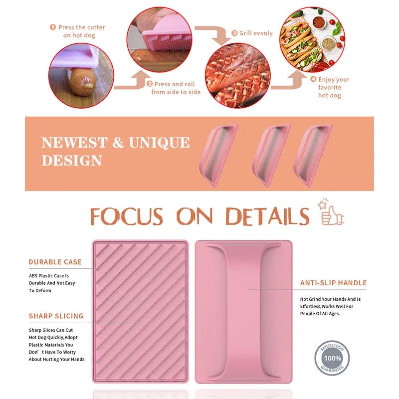 1Pc Hot Dog Slicing Hot Dogs Cutter Tools Barbecue Sausage Plastic Slicers for BBQ Outdoor Camping Grill Kitchen Gadget