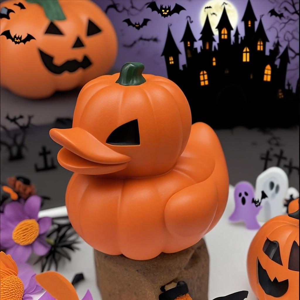 Orange Pumpkin Shaped Duck Resin Halloween Decor Cute Festive Home Party Miniature Ornament Thanksgiving Gift Desk Decoration