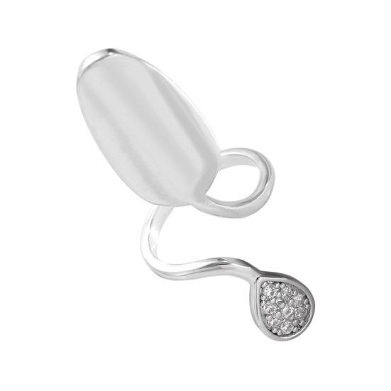 Nail Ring Lightweight Adjustable Size Mirror Metal Surface Non-Falling Off Nail Art Jewelry with Cubic Zirconia Fingertip Jewelry
