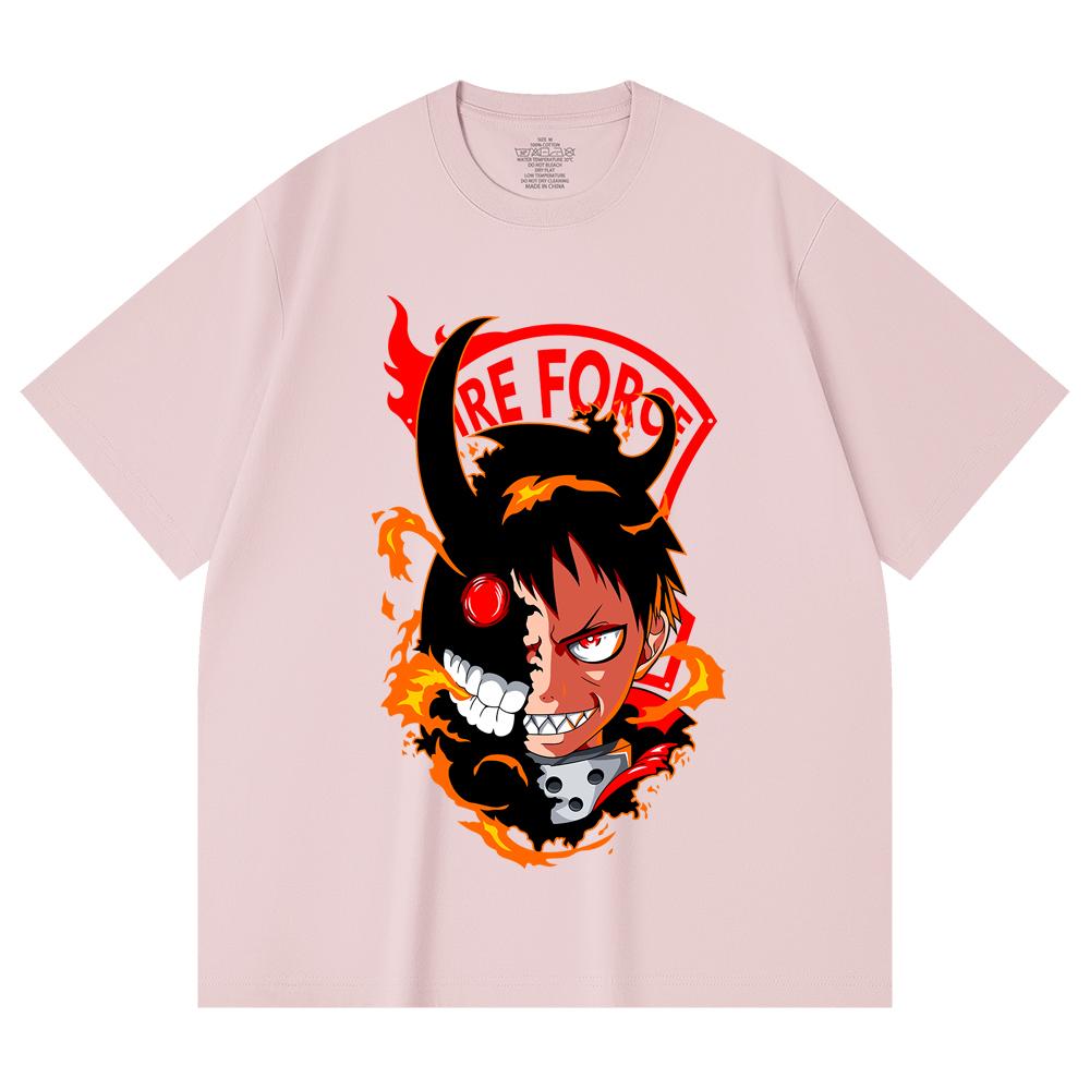 230 Gsm 100% Cotton Fire Force V1 Shinra Print Unisex Heavy Cotton T Shirt