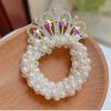 Pearl Crown High Ponytail Hair Ring for Girls - Cute Elastic Headband Accessory for Children