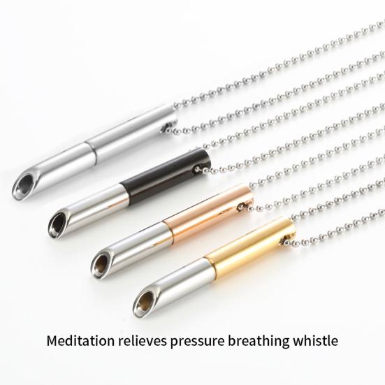 Mindful Breathing Whistle Necklace Stainless Steel Anxiety Reduction Necklace Stress And Panic Relief Necklace Adjustable Length Meditation Inner