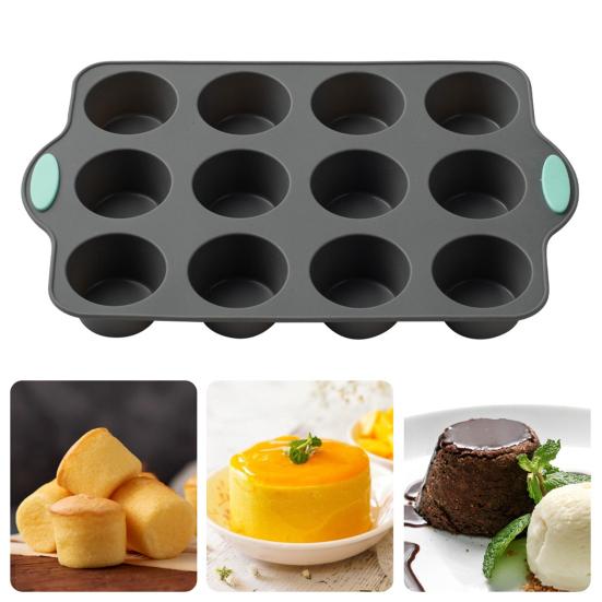 Silicone Cake Mold 6/12-Cavity Mini Fluted Tube Pan BPA-Free Non-Stick Small Cake Baking Mold Food Grade Silicone Mold Gifts for Bakers Mother's