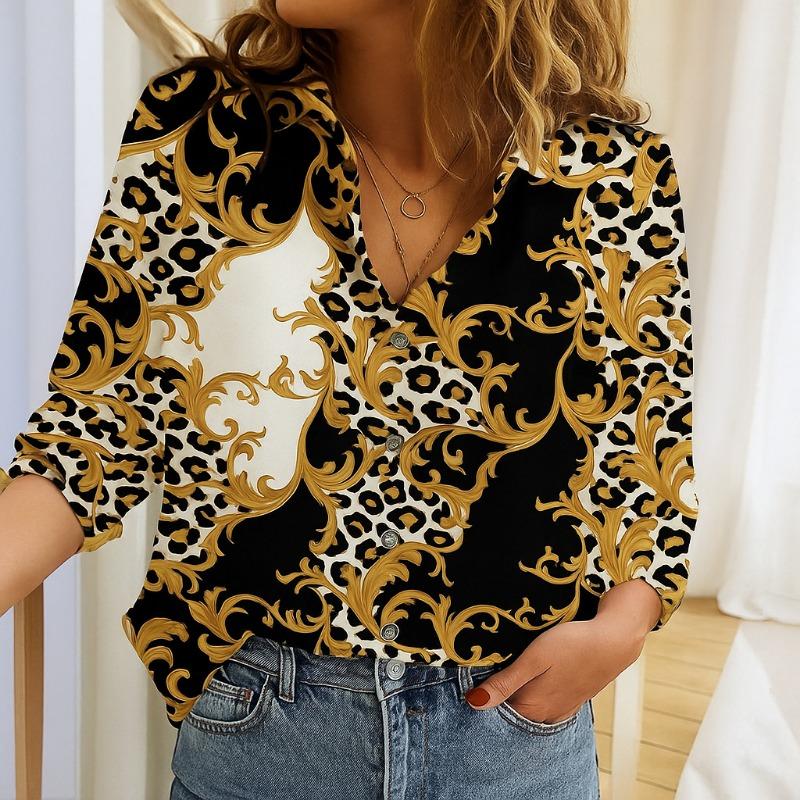 Trendy Women's Sexy Leopard Print Long Sleeve Shirt Elegant Office Blouse Chic Casual Top Autumn Stylish Female Tops