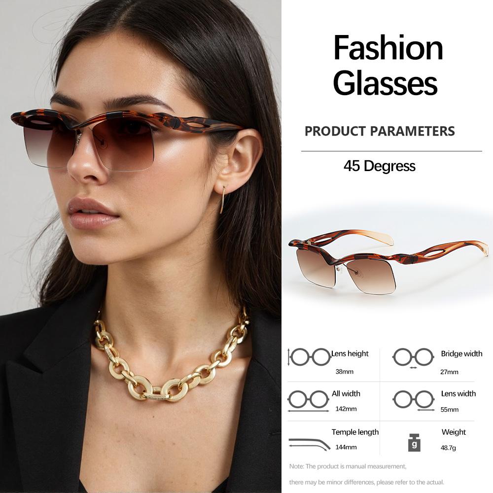 

Modern Classic Vintage Sunglass for Women Half Framed Square Shape Lens Geometric Line Eyeglasses Simple Fashion Accessories Women s Eyeglasses