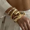 Exaggerated Metal Smooth Irregular Bracelet for Women Vintage Geometric Big Chunky Wide Cuff Bangle Hip Hop Punk Jewelry Gift