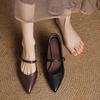 Krazing Pot Sheepskin Autumn Winter Shoes Thin Med Heels Size 43 Size 42 Pointed Toe Buckle Straps Shallow Pumps
