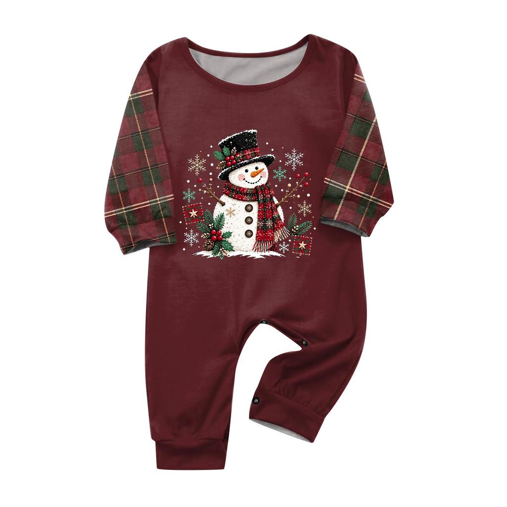 Christmas-print long-sleeve and long-pant matching family loungewear set