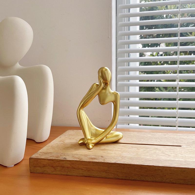 Korean Style Abstract Thinker Resin Figure Ornament for Home Décor and Photography Props