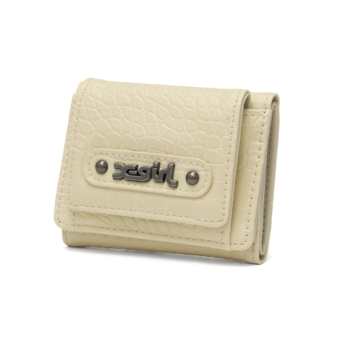 Mills Logo Faux Croco Mini Wallet 105254054018 Beige One Size [X-girl]