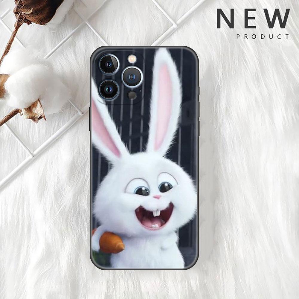 Cute Rabbit Case For Apple iPhone 11 13 14 12 Pro Max 7 8 XR X 6 5 5S SE 2022 13ProMax Black Silicone Phone Funda