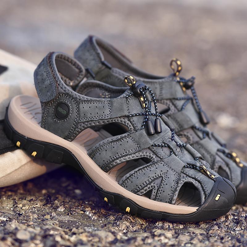 Summer Men Beach Outdoor Sandals Genuine Leather Men Sandals