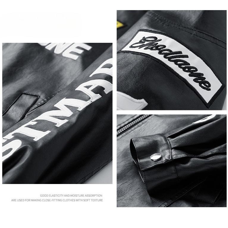 Giacche da Motociclista da Uomo in Ecopelle Giacca Bomber con Collo Rialzato Cappotti Vintage Capispalla Giacca Leggera da Motociclista in Pelle PU per Uomo